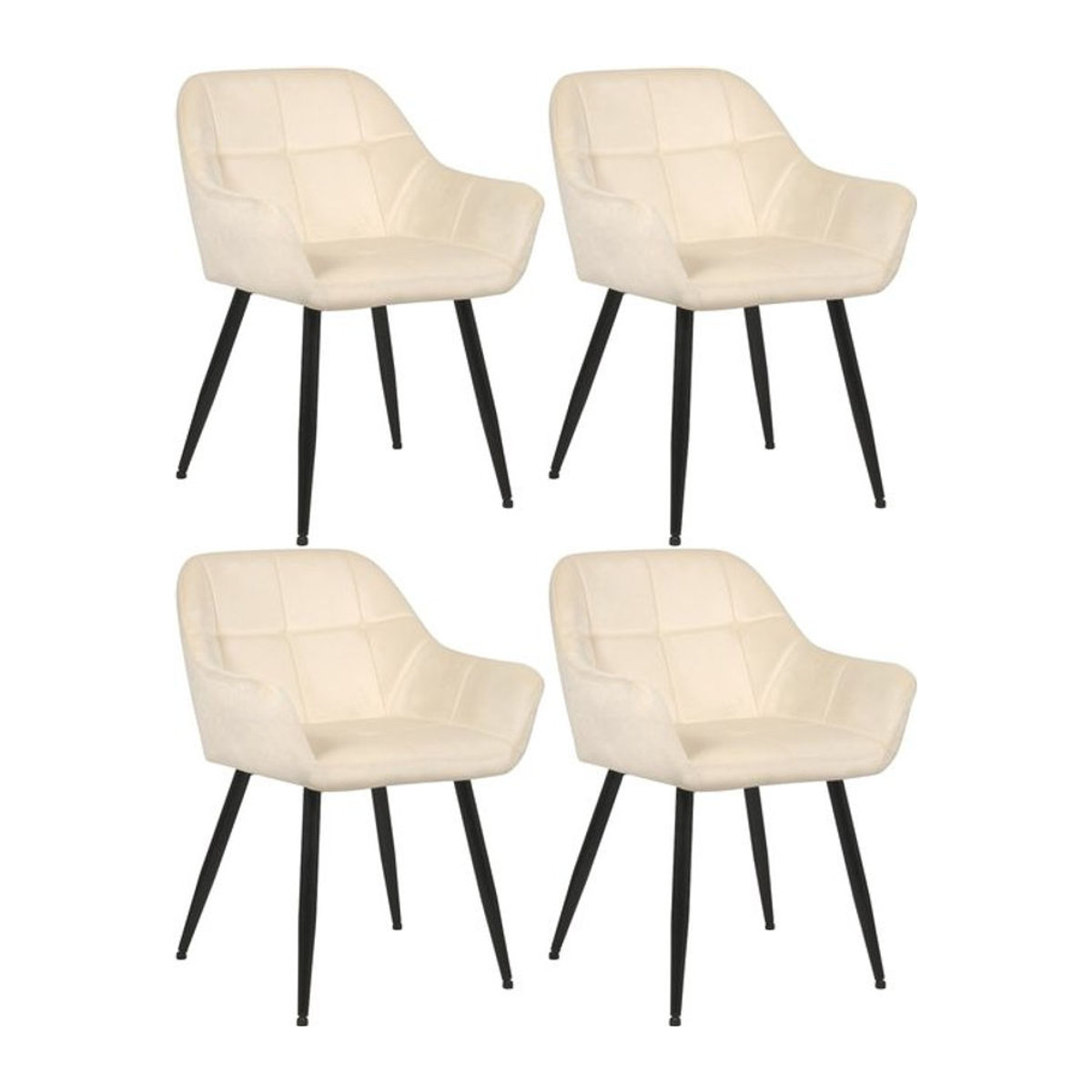CLP 4er Set Esszimmerstühle Emia Modern Polsterstühle mit Samtbezug und Metallgestell in Beige - Bild 1