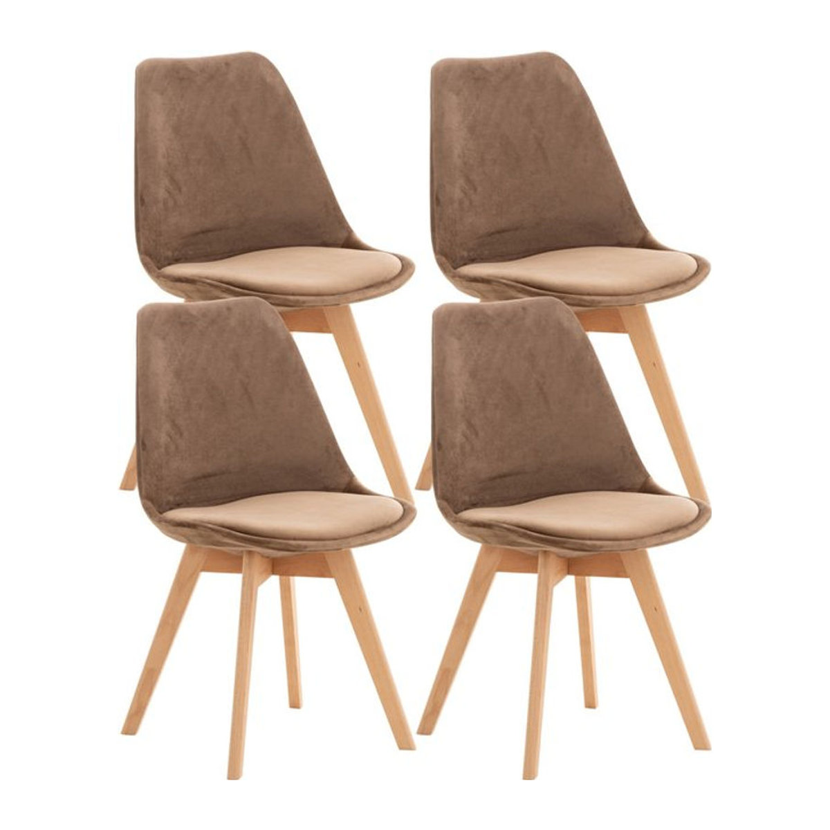 CLP 4er Set Esszimmerstühle Linares in Taupe Meliert im Skandinavischen Design mit Holzgestell - Bild 1