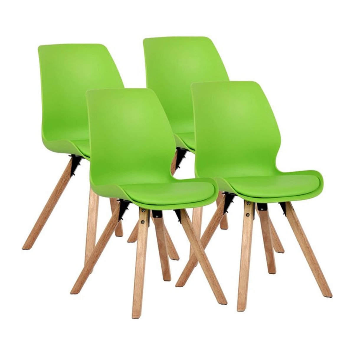 CLP 4er Set Esszimmerstühle Luna gepolstert in Grün mit Buche-Design - Bild 1