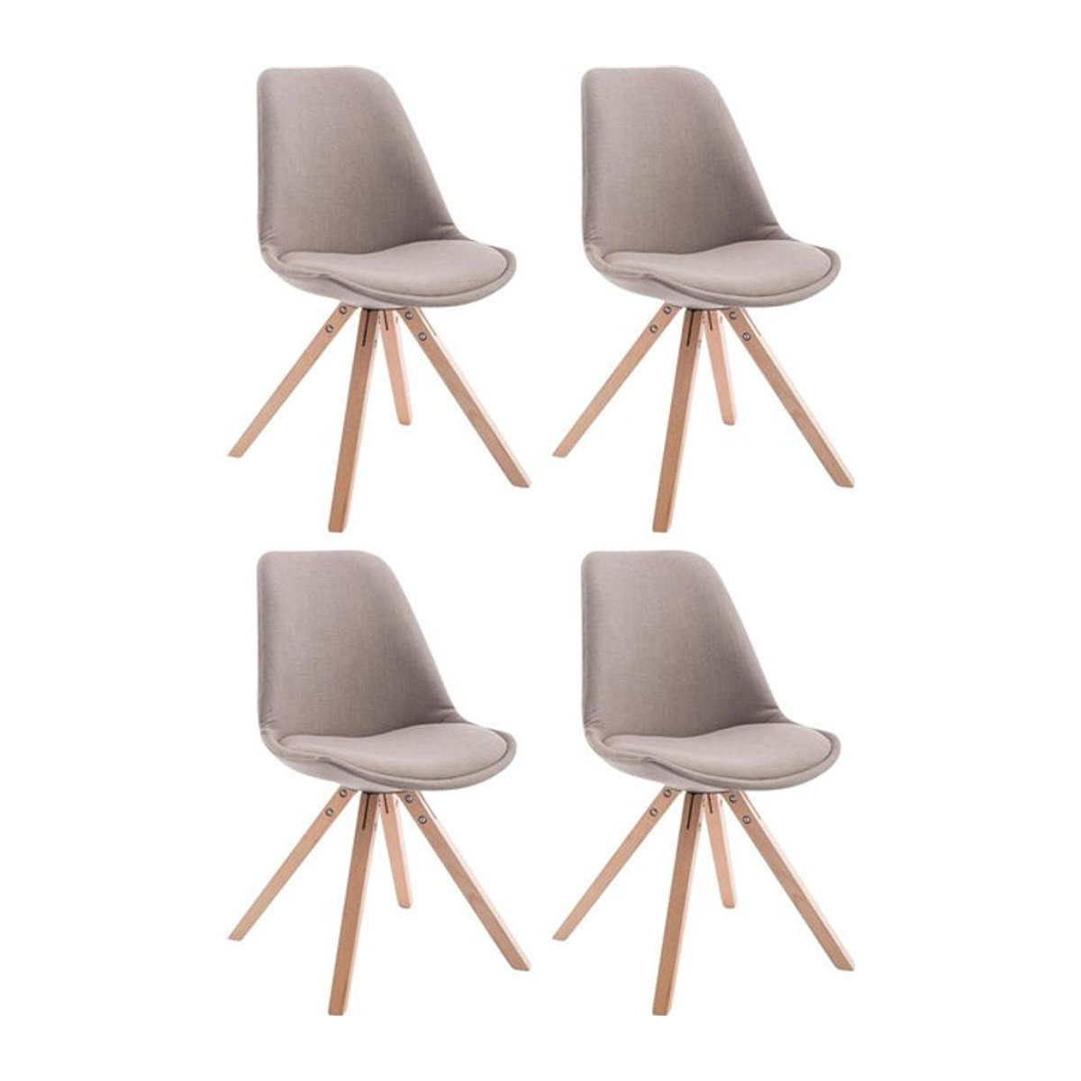 CLP 4er Set Esszimmerstühle Toulouse Stoff Square in Taupe Meliert mit stabilem Holzgestell und Sitzhöhe: 48 cm - Bild 1