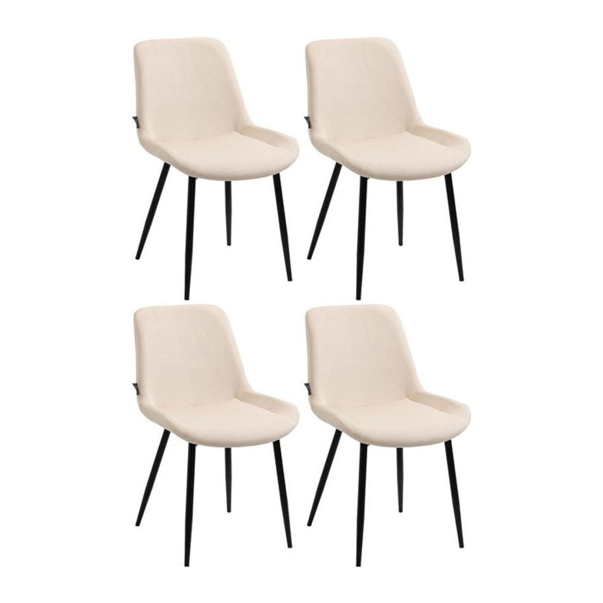 CLP 4er Set Esszimmerstühle Victoria Polsterstühle mit Samt-Bezug in Beige und Bodenschonern Modern - Bild 1