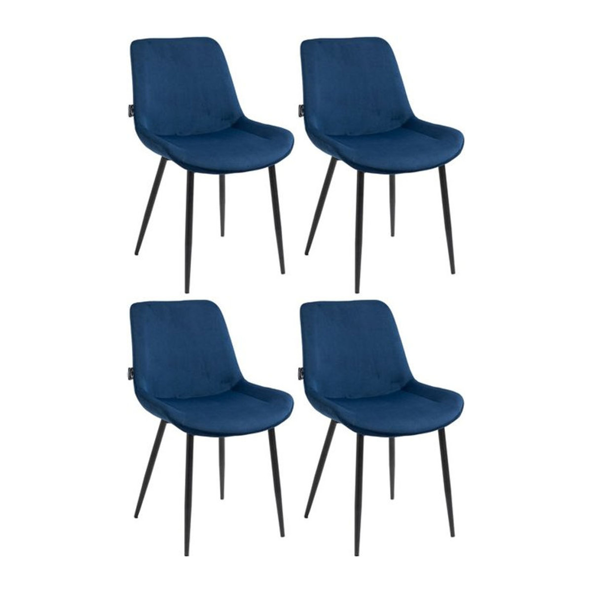 CLP 4er Set Esszimmerstühle Victoria Polsterstühle mit Samt-Bezug in Blau, Modern - Bild 1