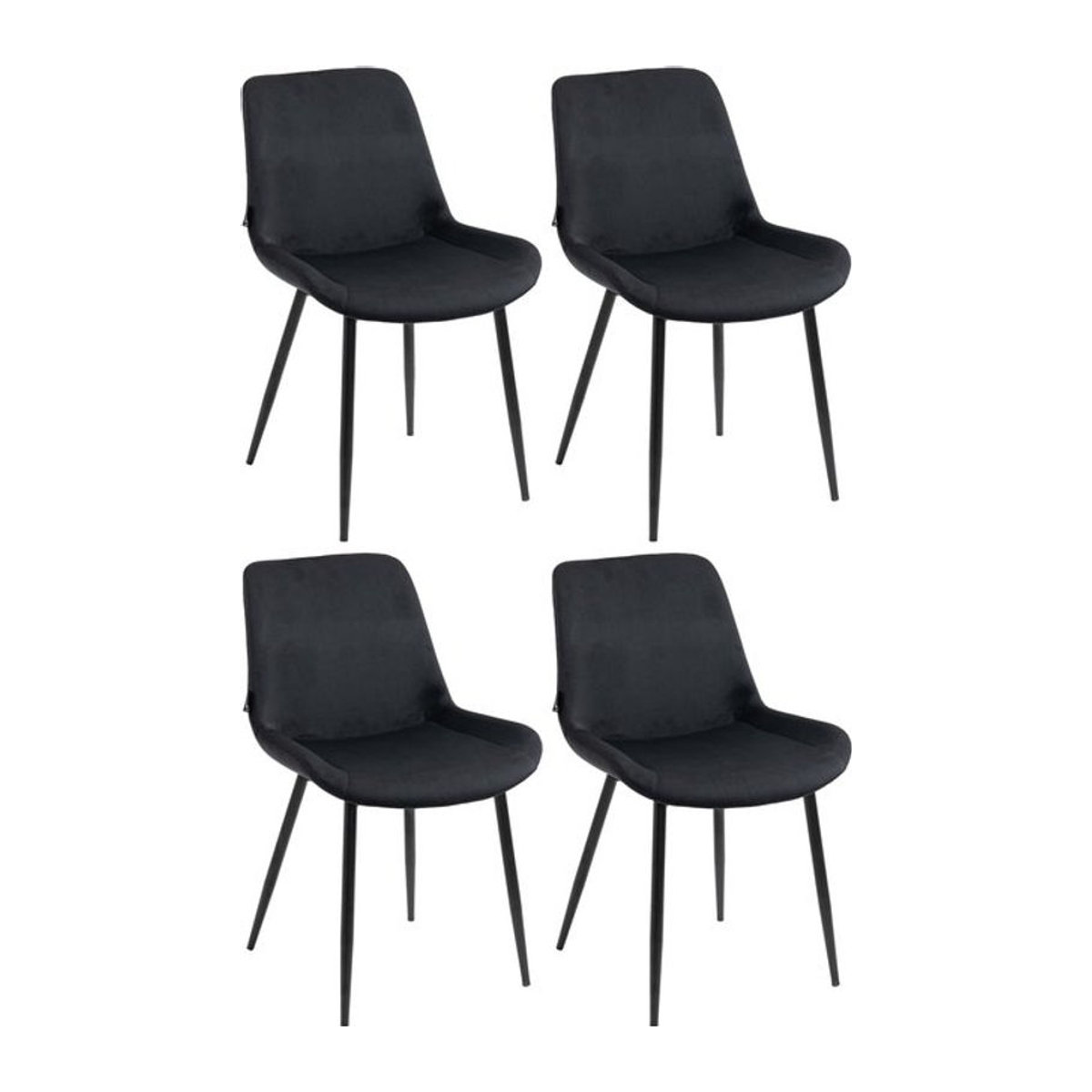 CLP 4er Set Esszimmerstühle Victoria Polsterstühle mit Samt-Bezug in Schwarz Modern mit Bodenschonern - Bild 1
