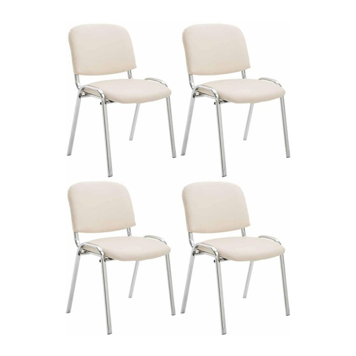CLP 4er Set Stühle Ken Modern in Beige mit Chrom und gepolsterten Sitzen stapelbar - Bild 1