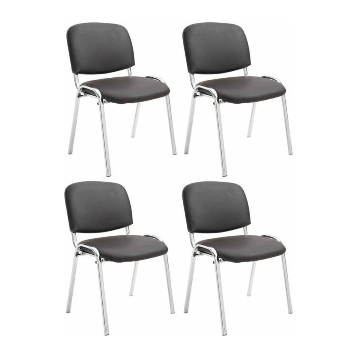 CLP 4er Set Stühle Ken Modern in Schwarz mit Chrom und gepolsterten Sitzen stapelbar - Bild 1
