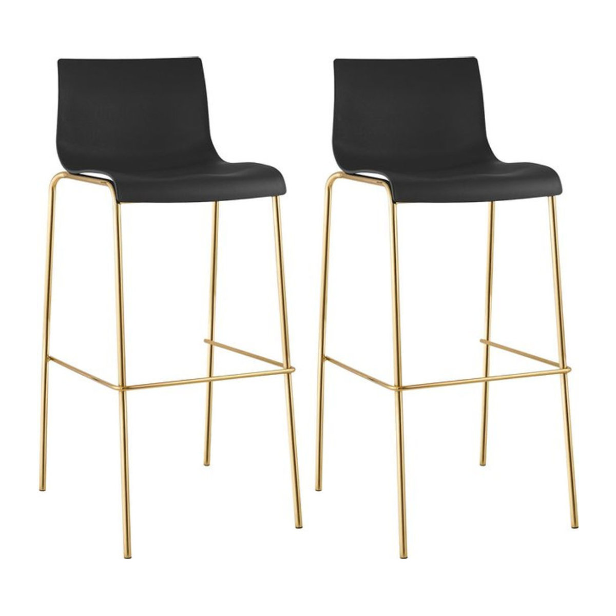 CLP Barhocker 2er Set Hover stapelbar mit Fußablage aus Kunststoff und Metallgestell in Goldoptik - Bild 1