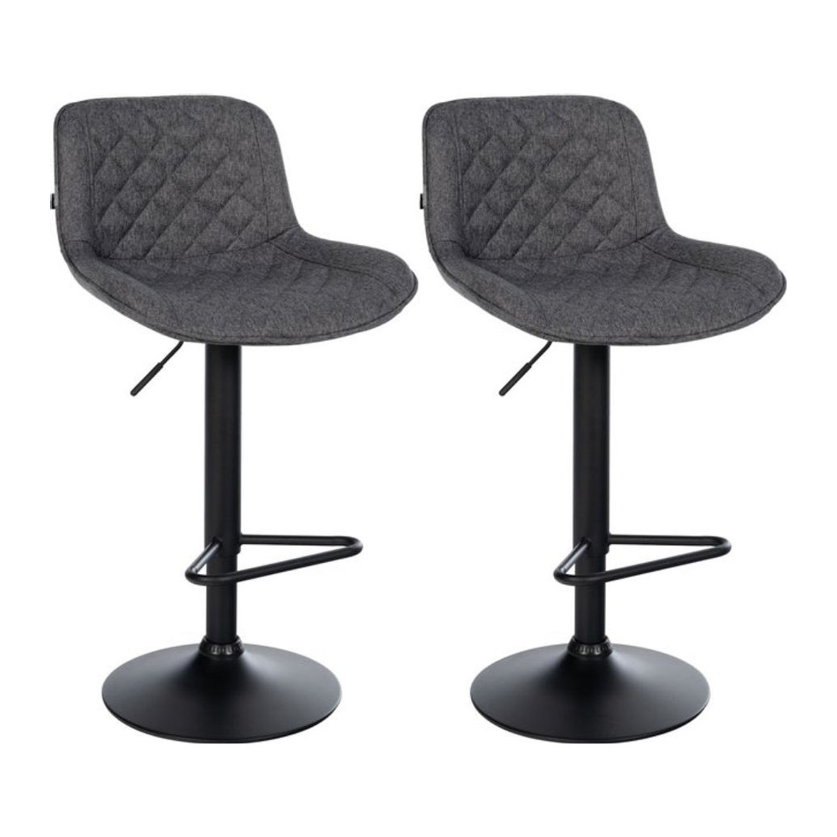 CLP Barhocker 2er Set Kasson modern, höhenverstellbare Barstühle mit Rückenlehne und Fußablage, grau, Stoff - Bild 1
