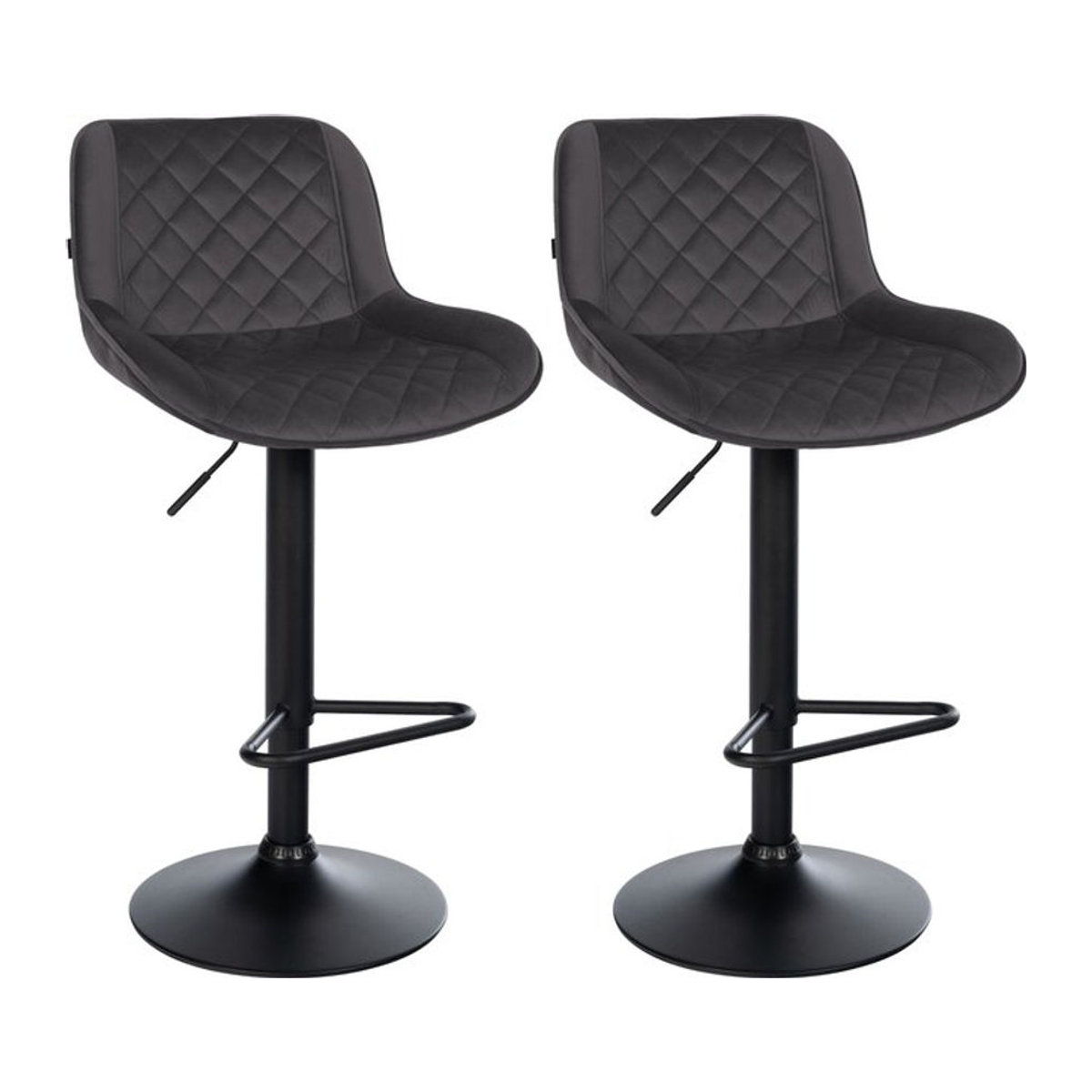 CLP Barhocker 2er Set Kasson Modern Schwarz Kunstleder höhenverstellbar und drehbar mit Rückenlehne und Fußablage - Bild 1