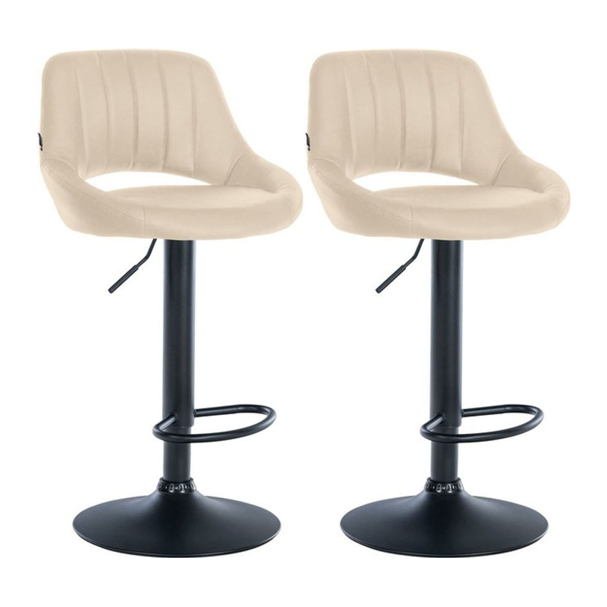 CLP Barhocker 2er Set Milet in Beige, höhenverstellbare Barstühle mit Lehne aus Kunstleder und Metallgestell, modern und drehbar - Bild 1