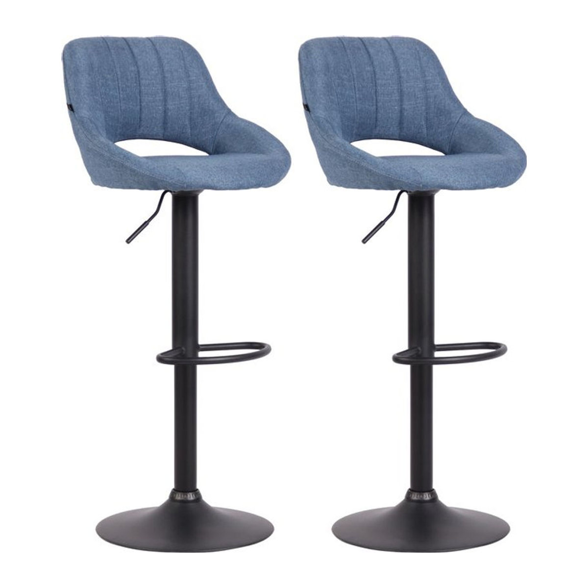 CLP Barhocker 2er Set Milet in Blau, höhenverstellbare Barstühle mit Lehne, gepolsterte Stoffbezüge und Metallgestell, modern - Bild 1
