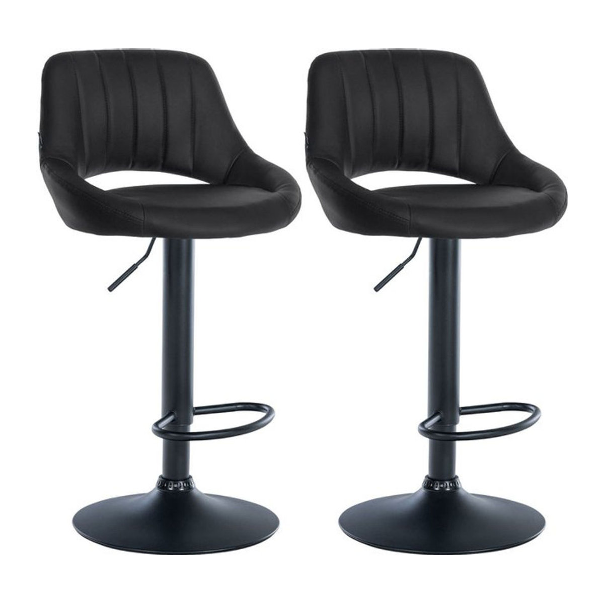CLP Barhocker 2er Set Milet in Schwarz, höhenverstellbare Barstühle mit Lehne aus Kunstleder und Metallgestell, modern und drehbar - Bild 1