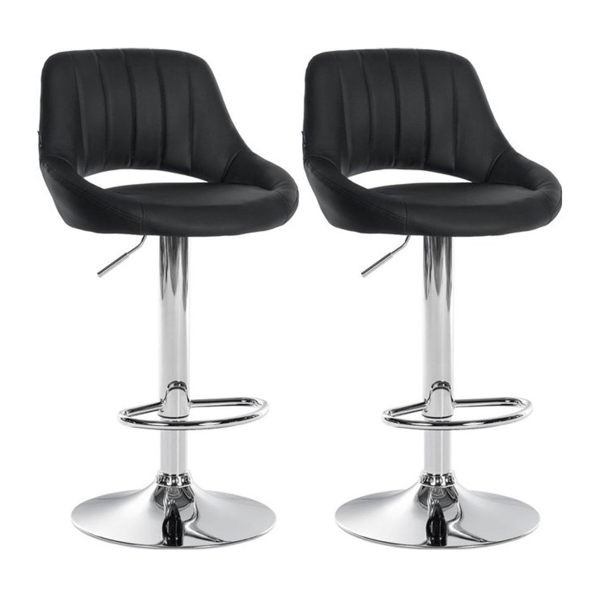 CLP Barhocker 2er Set Milet Modern, höhenverstellbare Barstühle mit Lehne aus Kunstleder und Metallgestell, Schwarz - Bild 1