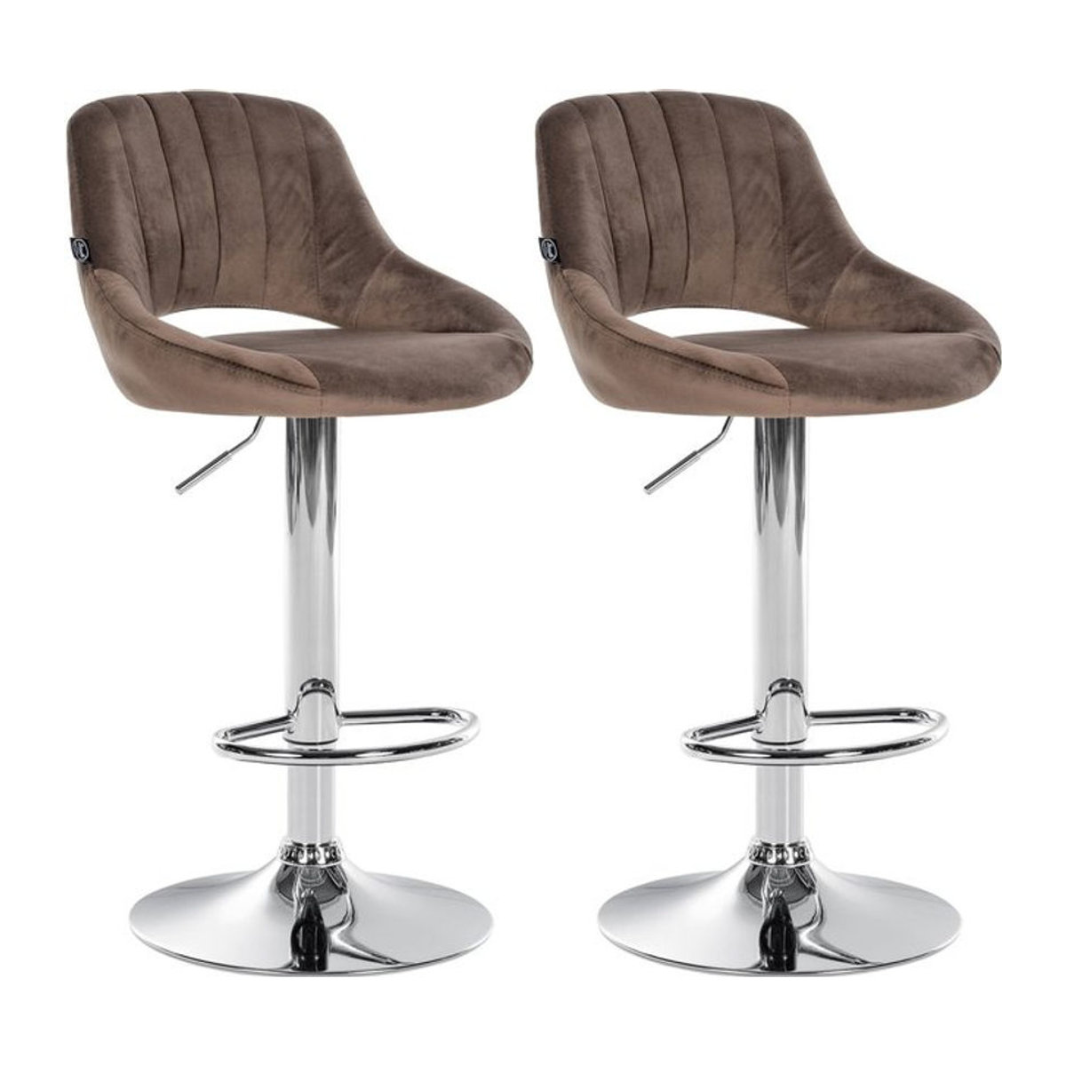 CLP Barhocker 2er Set Milet modern, höhenverstellbare Barstühle mit Lehne aus Samt und Metallgestell, drehbar und gepolstert - Bild 1