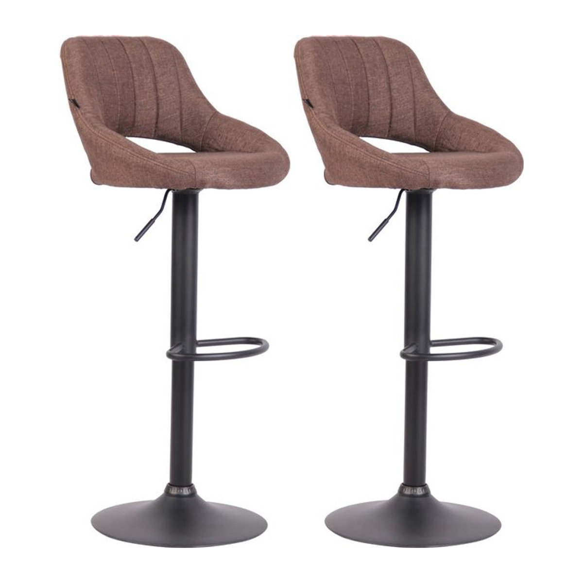 CLP Barhocker 2er Set Milet Modern, höhenverstellbare Barstühle mit Lehne aus Stoff in Braun und Metallgestell, drehbar - Bild 1