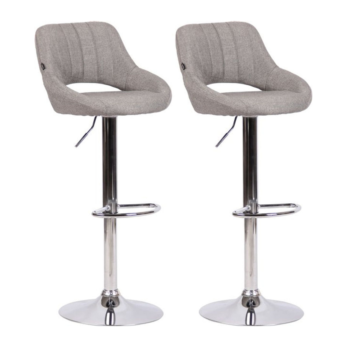 CLP Barhocker 2er Set Milet Modern, höhenverstellbare Barstühle mit Lehne, gepolsterte Stoffbezüge in Grau und Metallgestell, drehbar - Bild 1