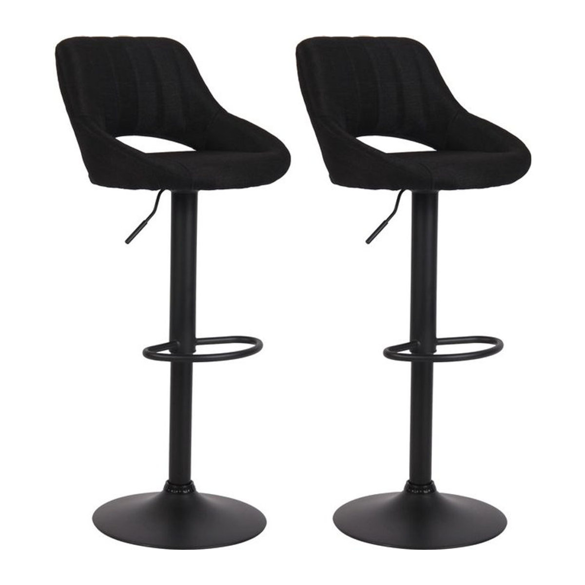 CLP Barhocker 2er Set Milet Modern, höhenverstellbare Barstühle mit Lehne, gepolsterte Stoffbezüge und Metallgestell, Schwarz - Bild 1