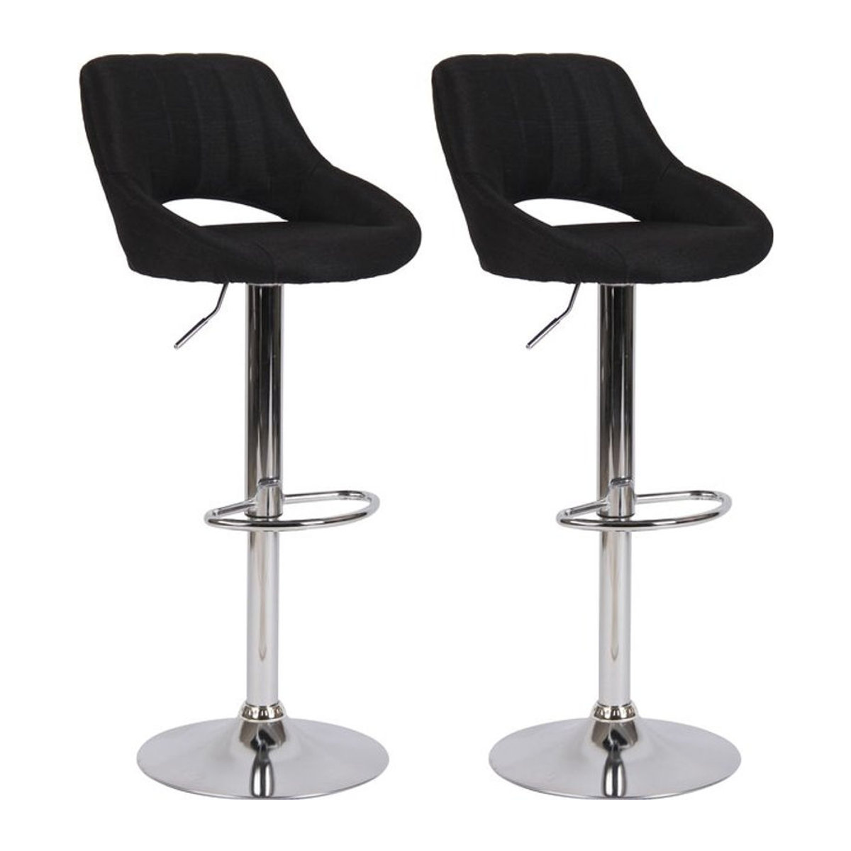 CLP Barhocker 2er Set Milet Modern, höhenverstellbare Barstühle mit Lehne, gepolsterte Stoffbezüge und Metallgestell, Schwarz - Bild 1