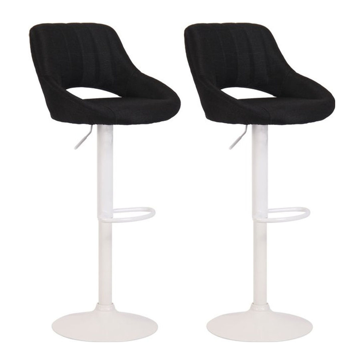 CLP Barhocker 2er Set Milet Modern, höhenverstellbare Barstühle mit Lehne, gepolsterte Stoffbezüge und Metallgestell, Schwarz/Weiß - Bild 1
