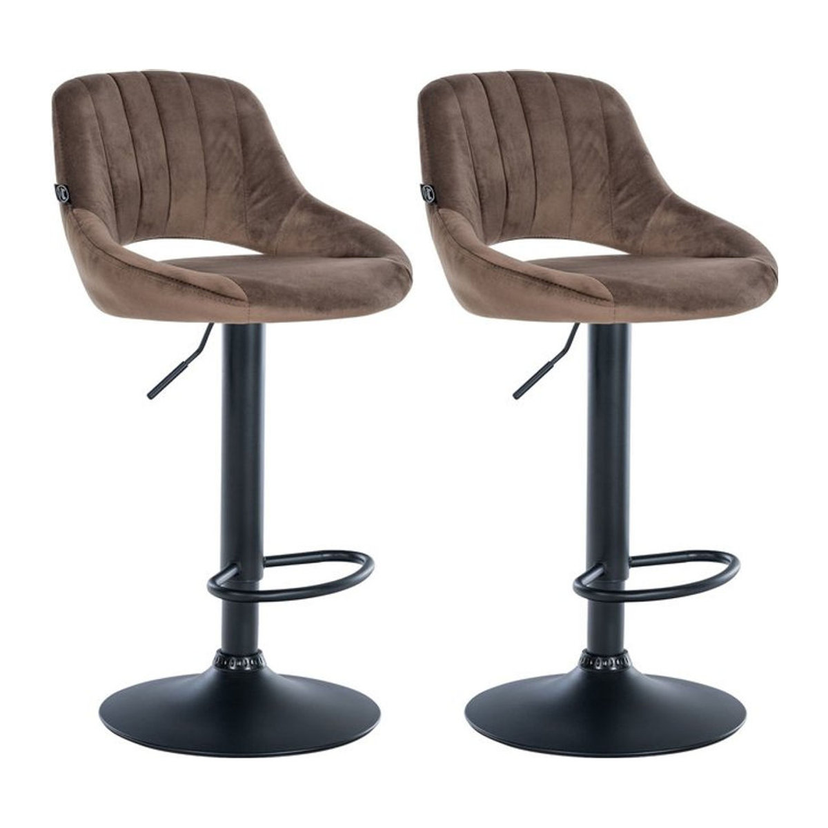 CLP Barhocker 2er Set Milet Modern, höhenverstellbare Barstühle mit Lehne, gepolsterter Samtbezug und Metallgestell, drehbar - Bild 1