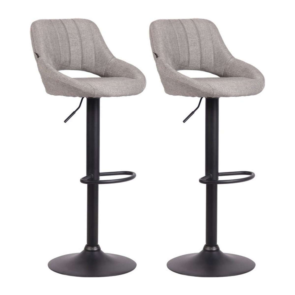 CLP Barhocker 2er Set Milet Modern, höhenverstellbare Barstühle mit Lehne, grau gepolsterte Stoffbezüge und Metallgestell, drehbar - Bild 1