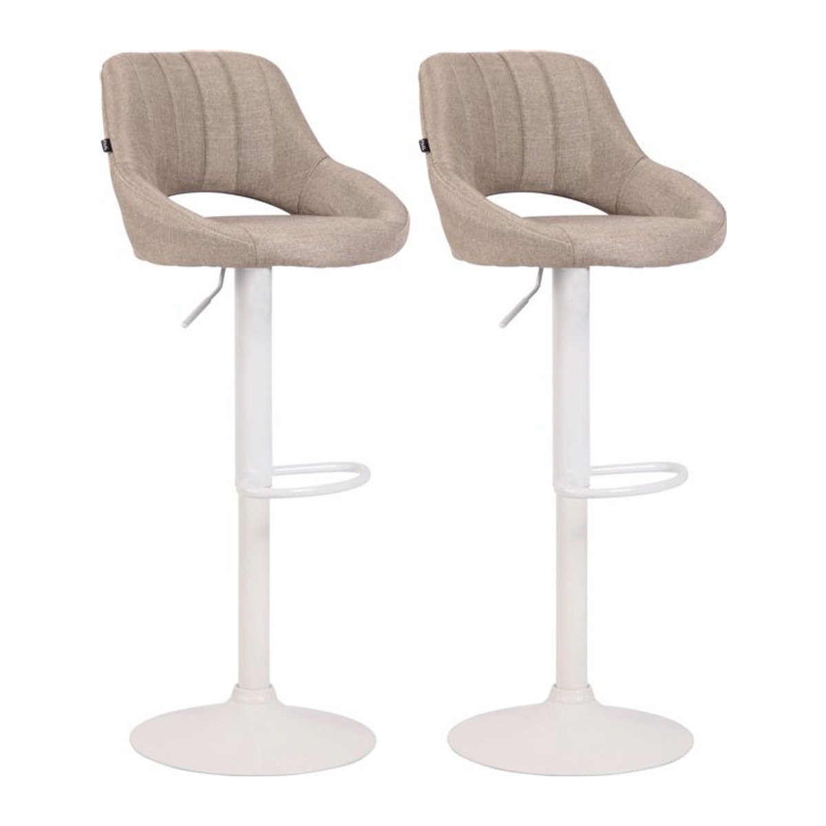 CLP Barhocker 2er Set Milet Modern in Beige, höhenverstellbare Barstühle mit Lehne, gepolsterte Stoffbezüge und Metallgestell, drehbar - Bild 1