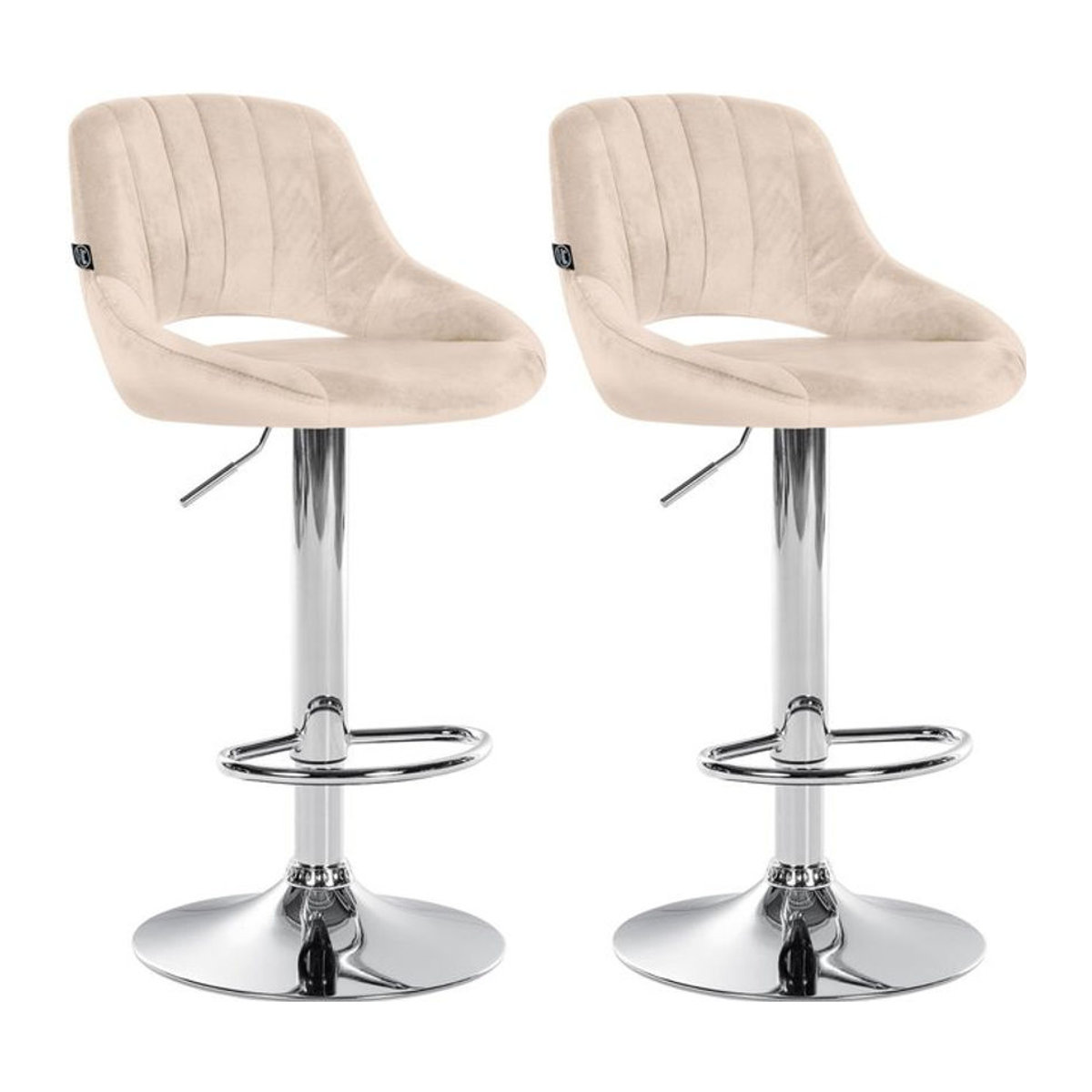 CLP Barhocker 2er Set Milet Modern in Beige mit Samtbezug und Metallgestell höhenverstellbar und drehbar - Bild 1