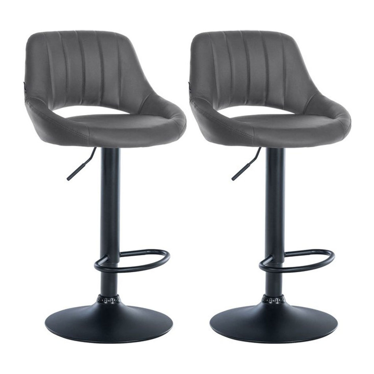 CLP Barhocker 2er Set Milet Modern in Grau, höhenverstellbare Barstühle mit Lehne aus Kunstleder und Metallgestell, drehbar - Bild 1