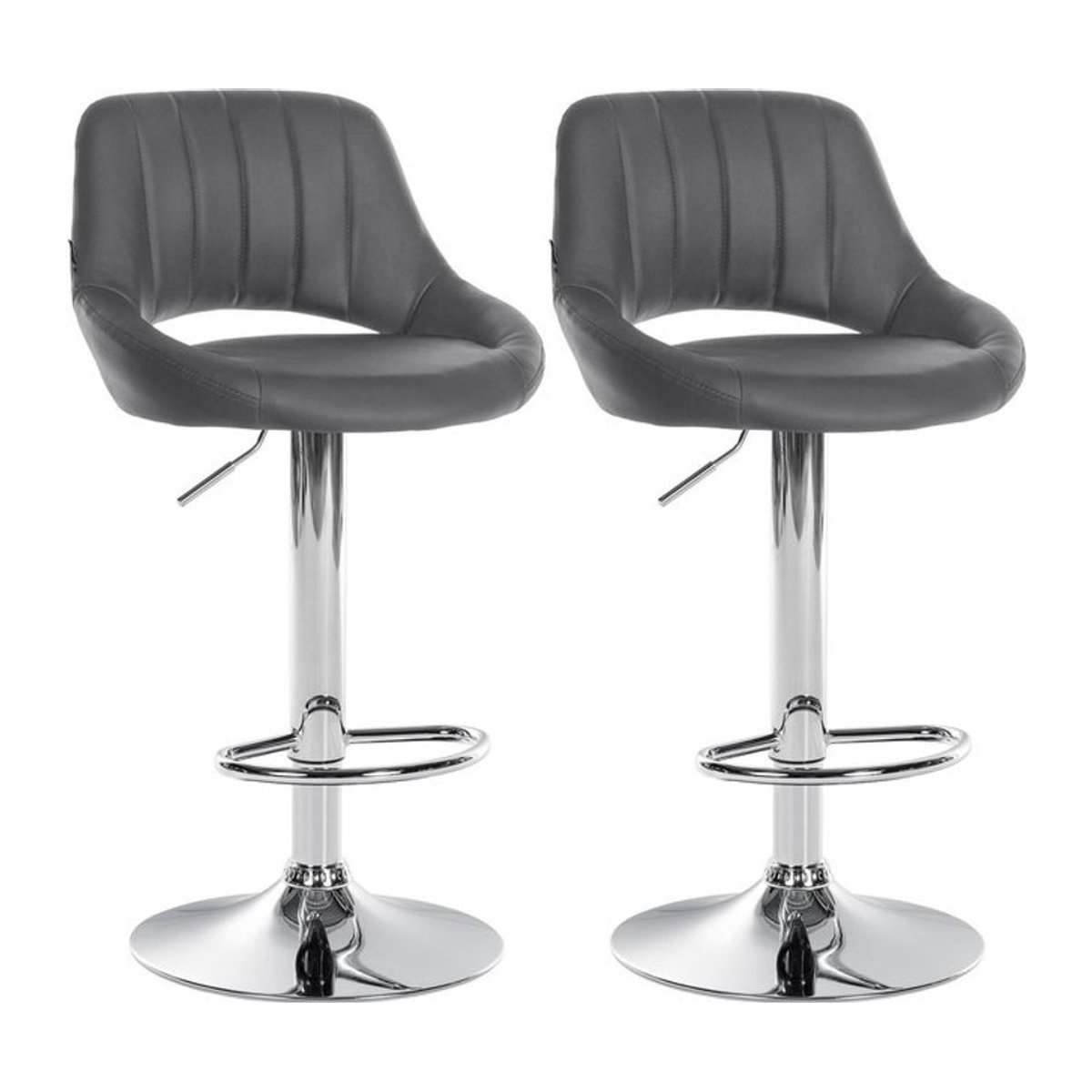 CLP Barhocker 2er Set Milet Modern in Grau, höhenverstellbare Barstühle mit Lehne aus Kunstleder und Metallgestell, drehbar - Bild 1