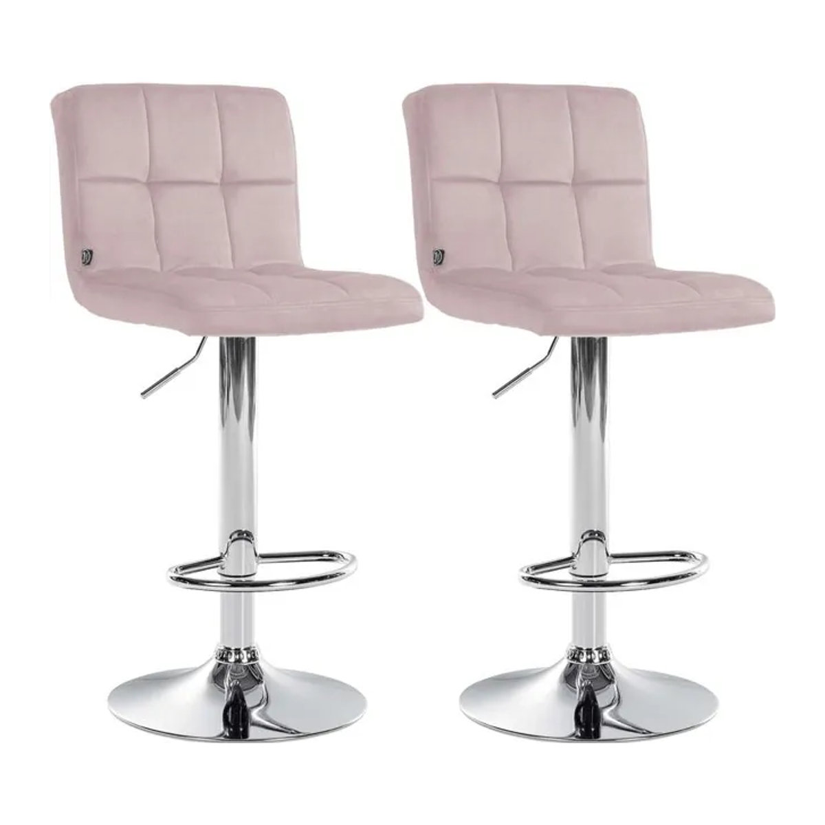 CLP Barhocker 2er Set Peru höhenverstellbar mit Lehne aus Samt in Rosa mit Metallgestell - Bild 1