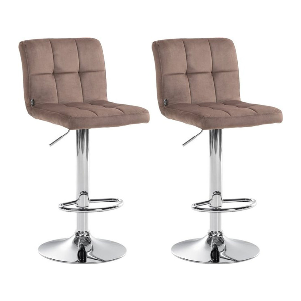 CLP Barhocker 2er Set Peru Modern, höhenverstellbare Barstühle mit Lehne, gepolsterter Samtbezug und Metallgestell, drehbar - Bild 1