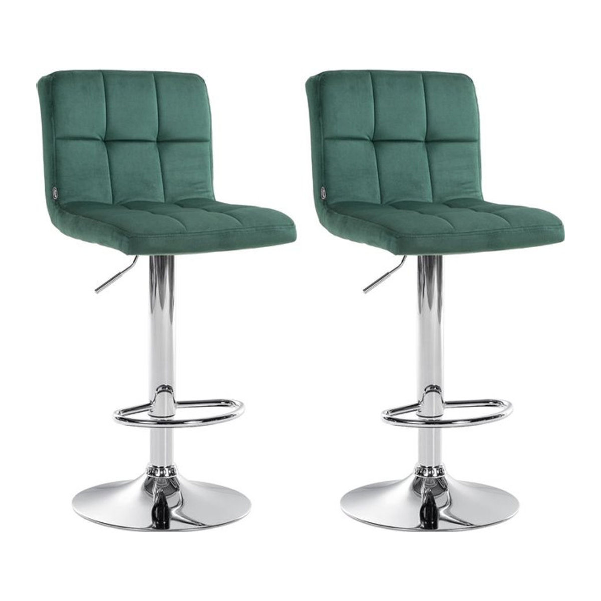CLP Barhocker 2er Set Peru Modern in Grün mit Samtbezug und Metallgestell höhenverstellbar und drehbar - Bild 1