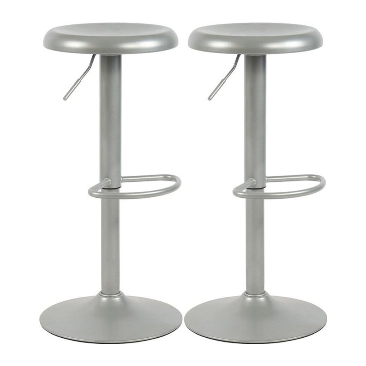 CLP Barhocker 2er Set Williston Modern, höhenverstellbare Barstühle aus Metall in Silber mit Fußablage und Bodenschoner - Bild 1