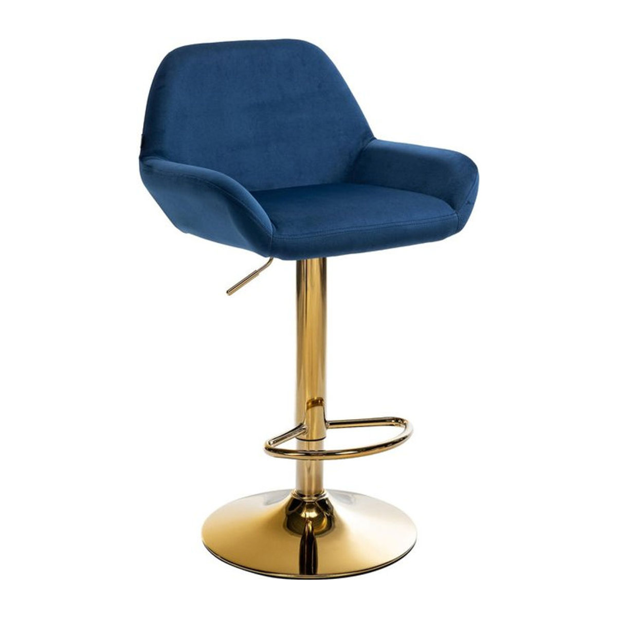 CLP Barhocker Braga Blau Samt mit Gold-Gestell aus Metall, höhenverstellbar und 360 Grad drehbar - Bild 1