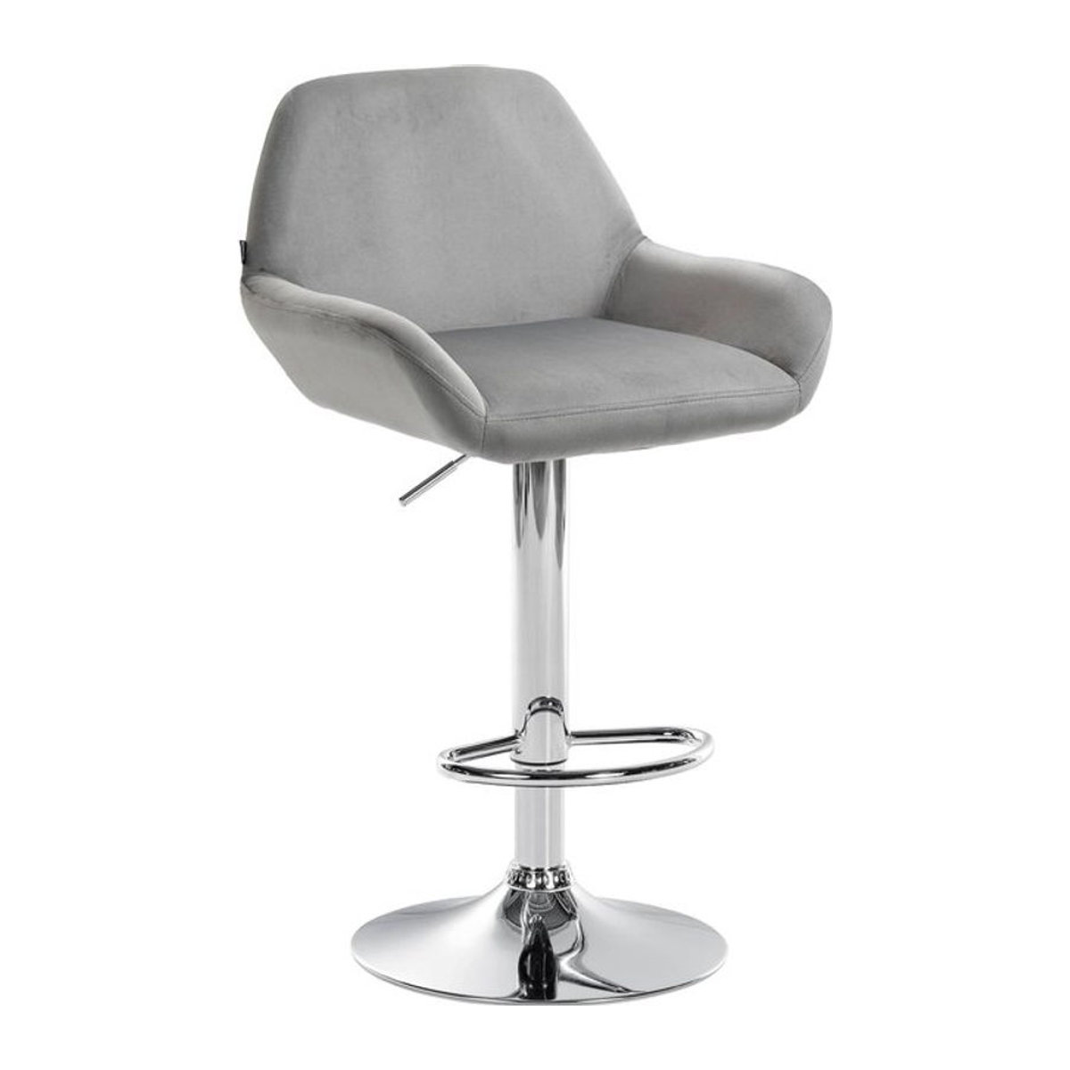 CLP Barhocker Braga Modern aus Samt mit Metallgestell in Grau - Bild 1