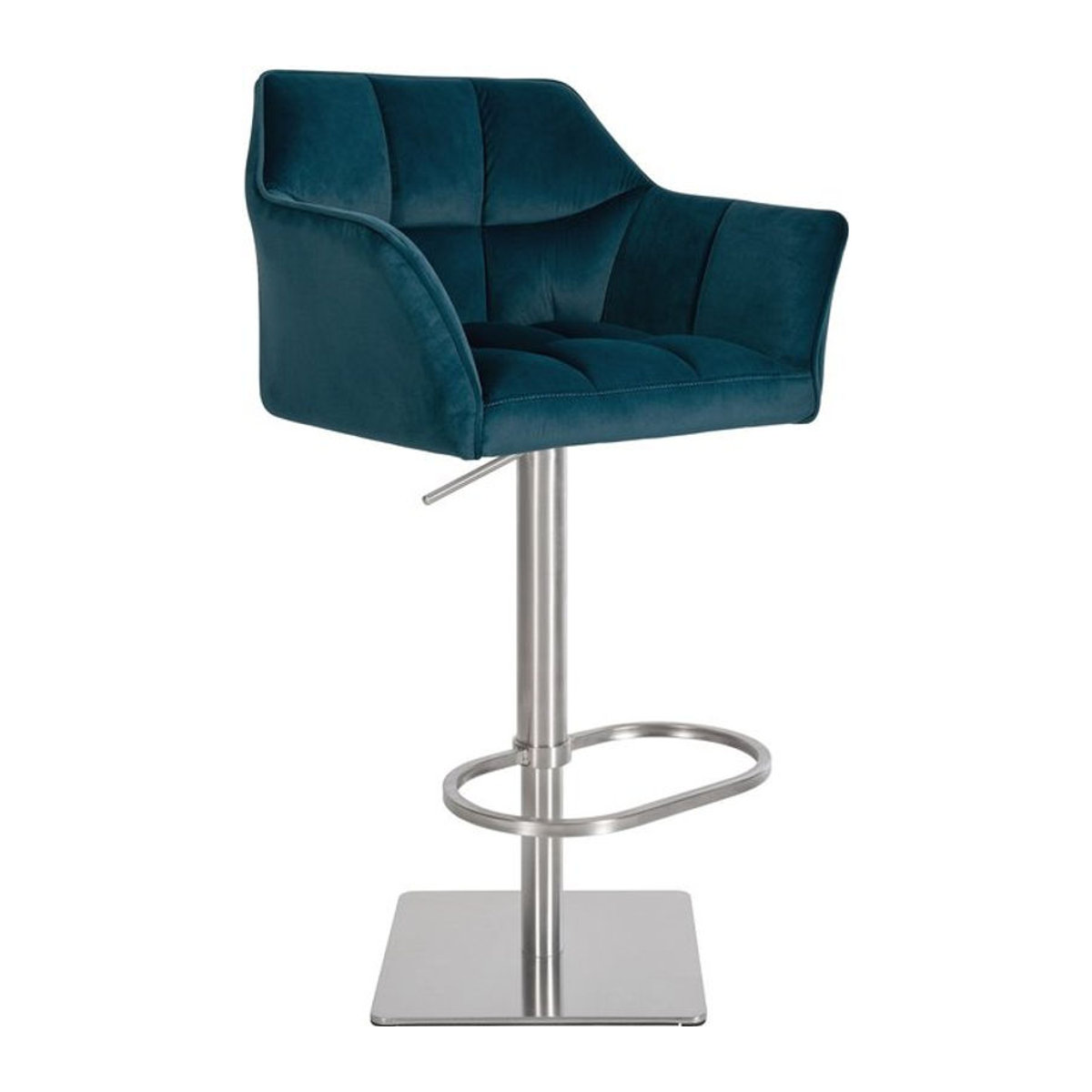 CLP Barhocker Damaso in Blau mit Samtbezug und Metallgestell - Bild 1