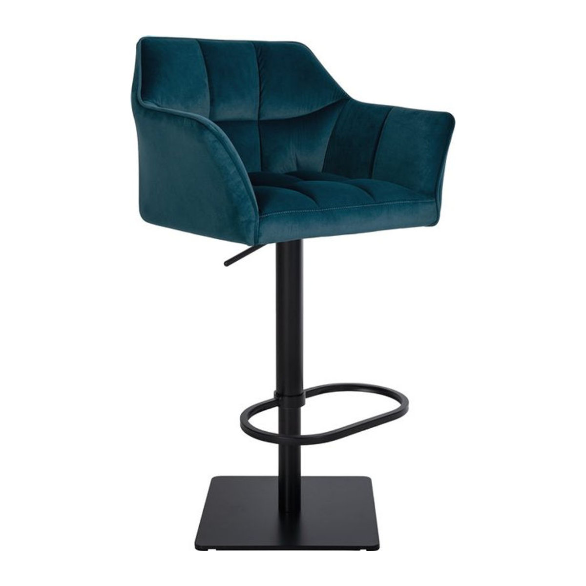 CLP Barhocker Damaso in Blau mit Samtbezug und Metallgestell, höhenverstellbarer Barstuhl mit Fußstütze im modernen Design - Bild 1
