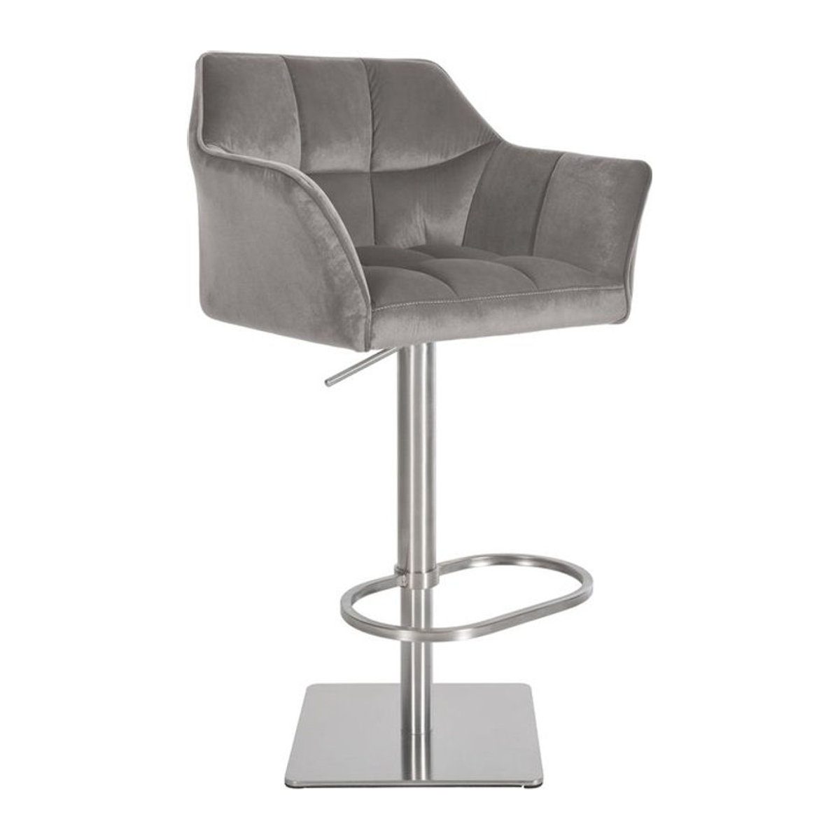 CLP Barhocker Damaso Modern in Grau mit Samtbezug und Metallgestell - Bild 1