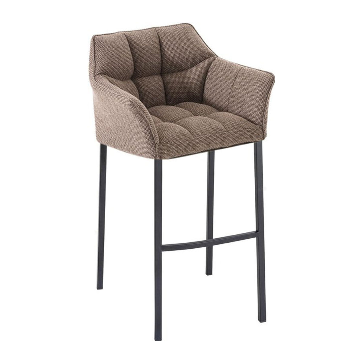 CLP Barhocker Damaso Modern mit Lehne, gepolsterter Barstuhl mit Stoffbezug und Vierfußgestell aus Metall - Bild 1