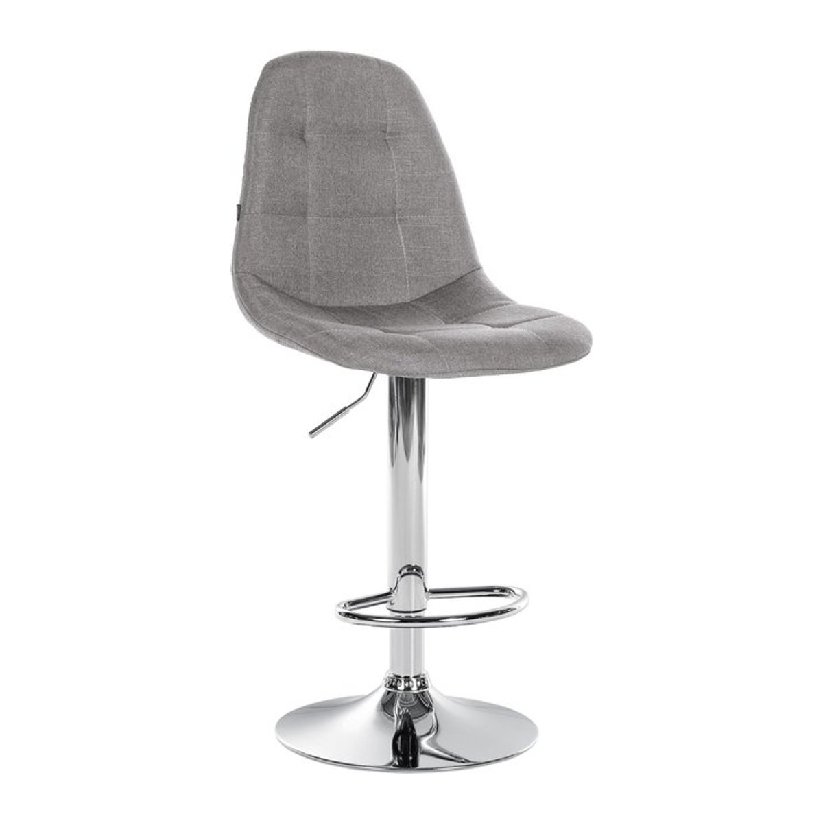 CLP Barhocker Elmore Modern mit grauem Stoffbezug und Metallgestell in Chromoptik - Bild 1