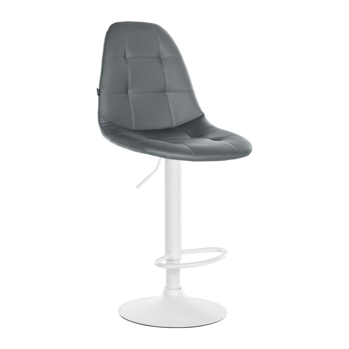 CLP Barhocker Elmore Modern mit Kunstleder-Bezug in Grau und Metallgestell in Weiß - Bild 1