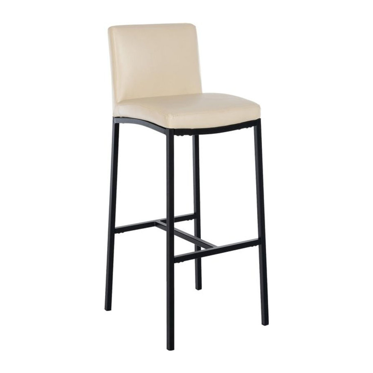 CLP Barhocker Freeport gepolsterter Barstuhl mit Lehne und Fußablage aus Stoff und Metall in Schwarz oder Beige - Bild 1