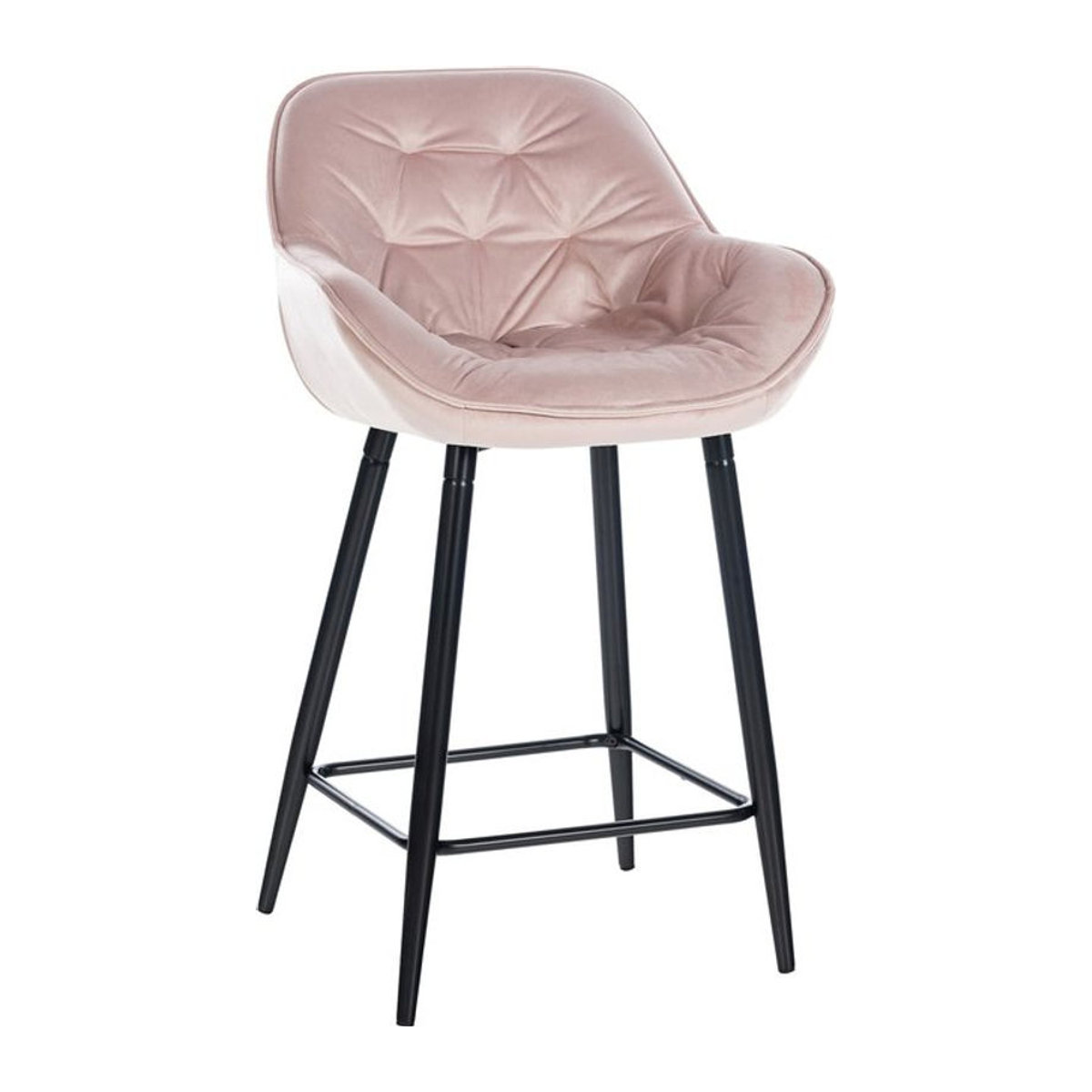 CLP Barhocker Gibson Modern Gepolsterter Tresenstuhl aus Samt in Rosa mit Metallfußstütze - Bild 1