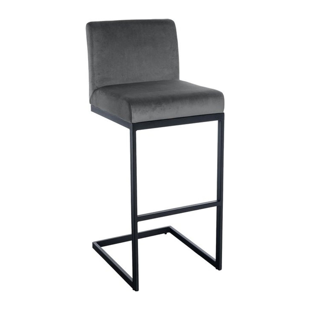 CLP Barhocker Hopewell Freischwinger mit Samtbezug und Metallgestell in Grau und Schwarz - Bild 1