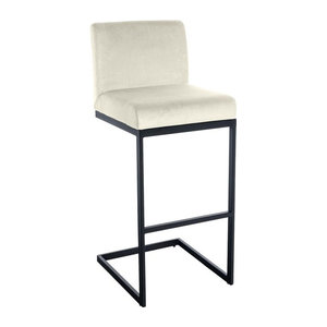 CLP Barhocker Hopewell Freischwinger mit Samtbezug und Metallgestell in Schwarz oder Beige