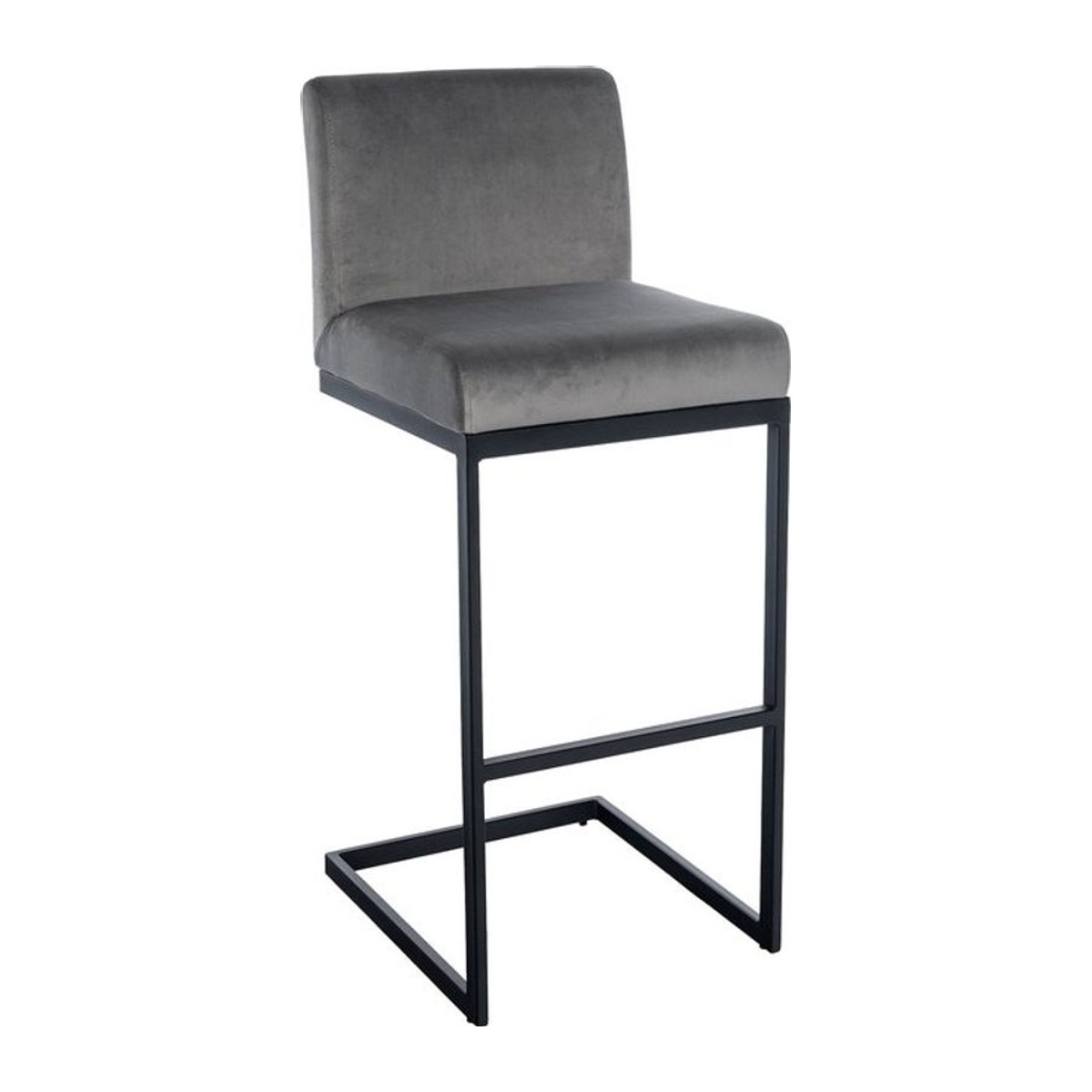 CLP Barhocker Hopewell Freischwinger mit Samtbezug und Metallgestell in Schwarz oder Grau - Bild 1