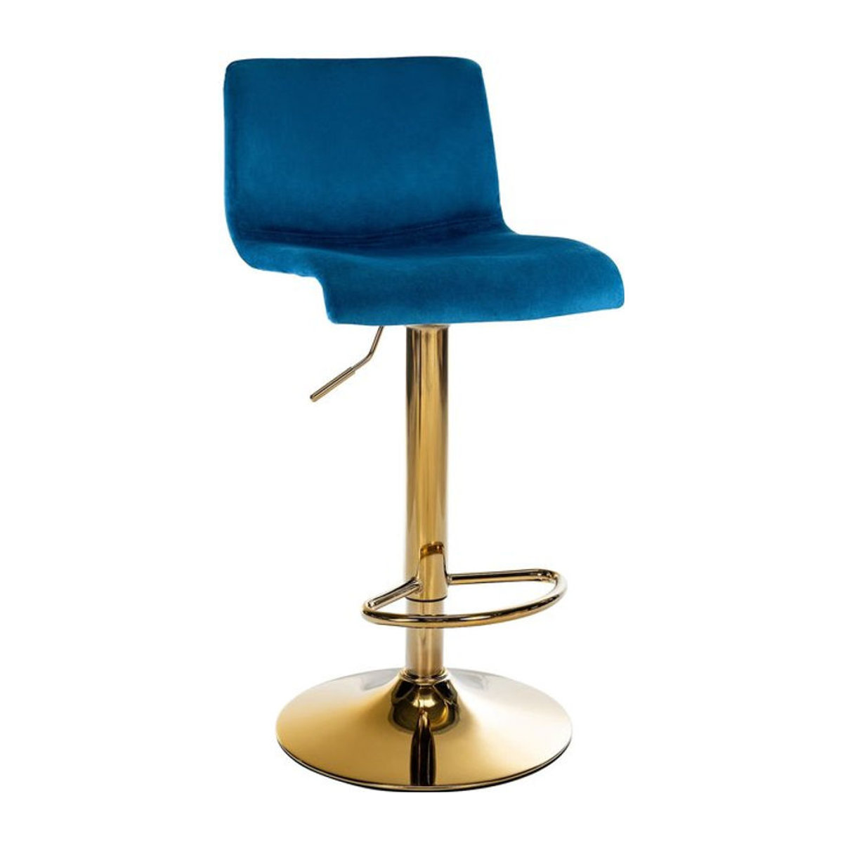 CLP Barhocker Hover höhenverstellbar mit Lehne aus Samt in Blau mit Metallgestell und drehbarer Sitzfläche - Bild 1