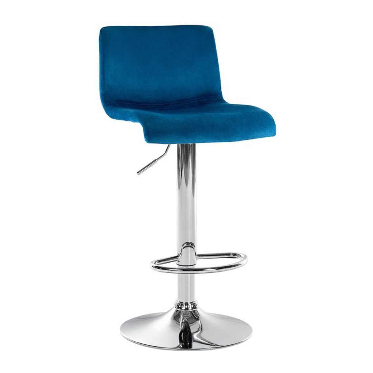 CLP Barhocker Hover höhenverstellbar mit Lehne aus Samt in Blau mit Metallgestell und drehbarer Sitzfläche - Bild 1