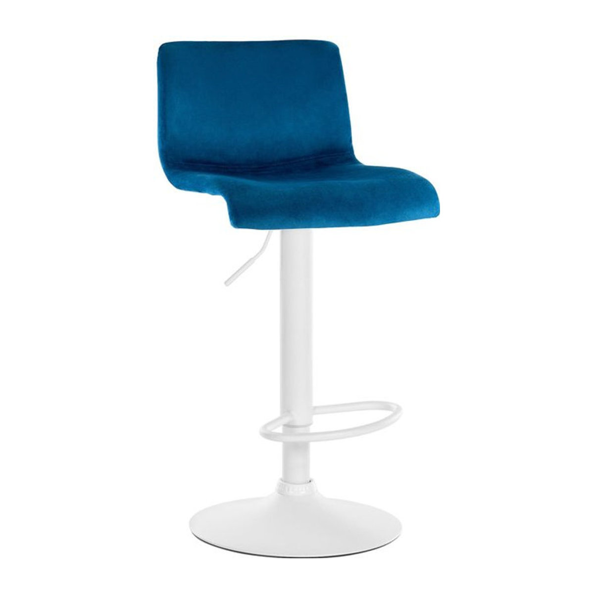CLP Barhocker Hover höhenverstellbar mit Lehne, moderner Barstuhl aus Samt in Blau mit Metallgestell und drehbarer Sitzfläche - Bild 1