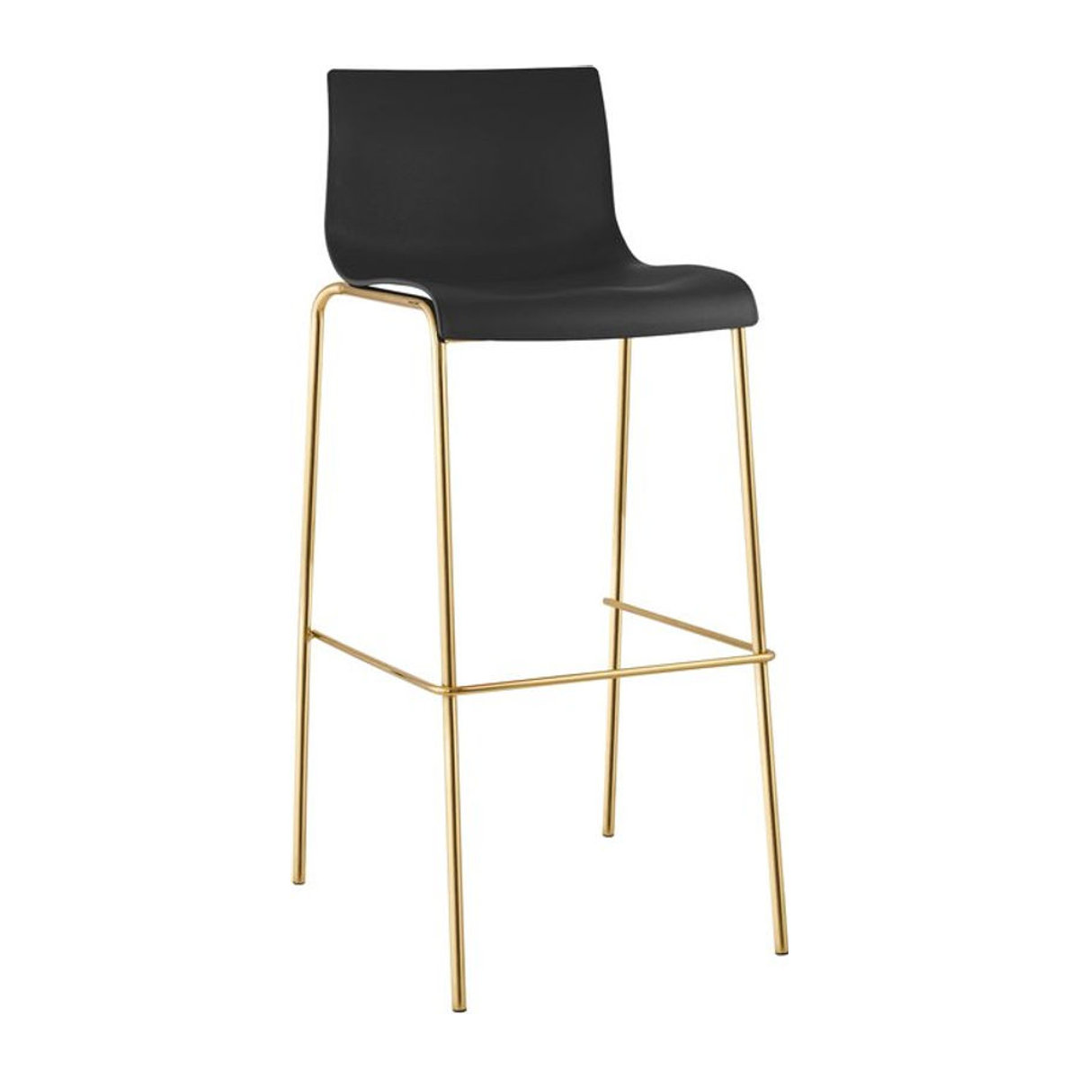 CLP Barhocker Hover mit Lehne in Schwarz, moderner Stapelstuhl mit Kunststoff-Sitz und Metallgestell - Bild 1