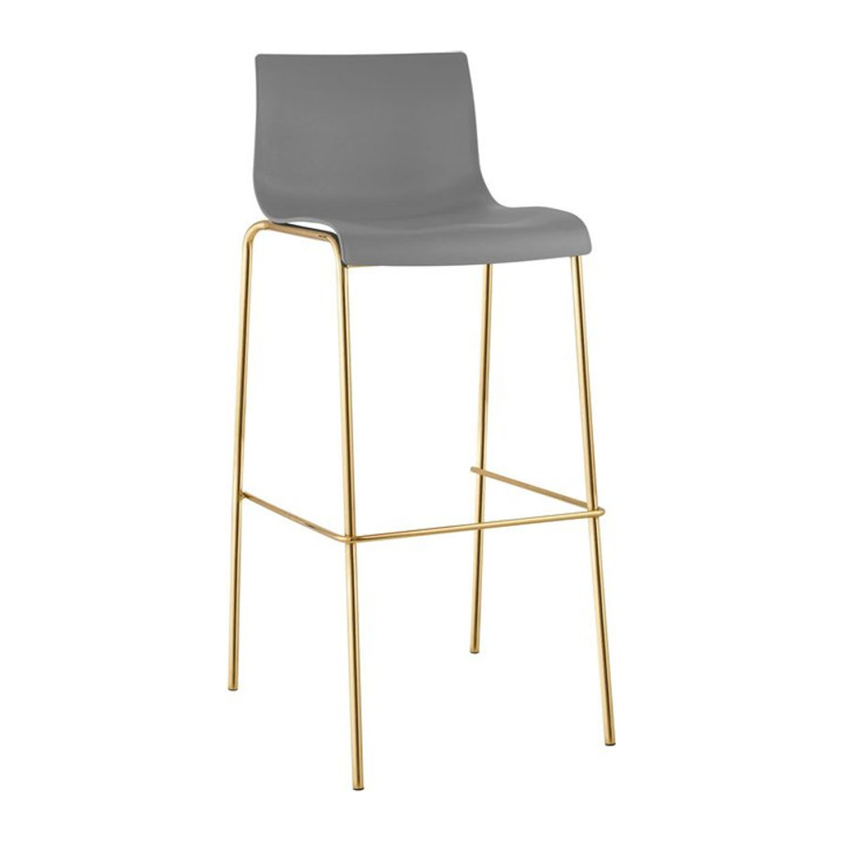 CLP Barhocker Hover mit Lehne, moderner Stapelstuhl aus Kunststoff in Grau mit Metallgestell in Goldoptik - Bild 1